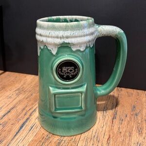 💚 Vintage Beer Stein – Beauceware Pottery – Labatt 50 – Green & White Drip Glaze